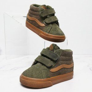 Vans Sk8 Hi Toddler 4 Green Suede Shoes Sneakers High Top Strap